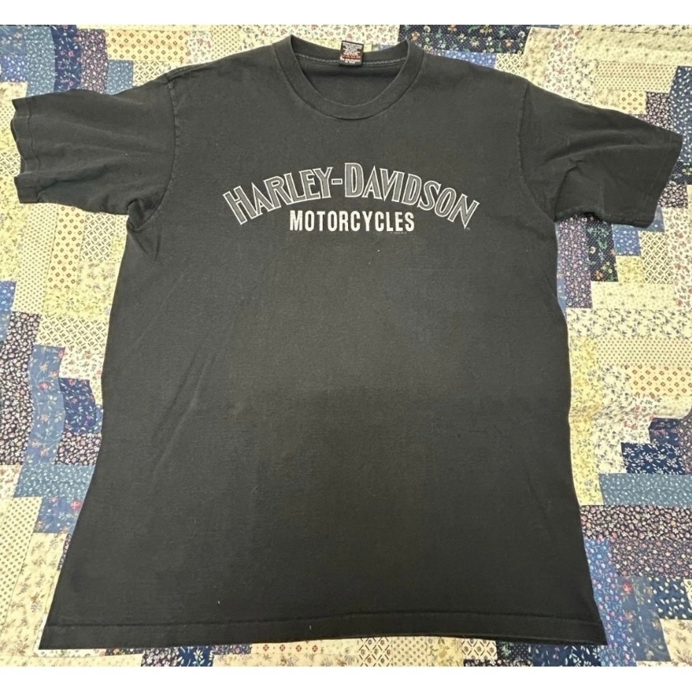 Vintage Harley Davidson‎ Black & Silver  Spell-outT-shirt Single Stitch